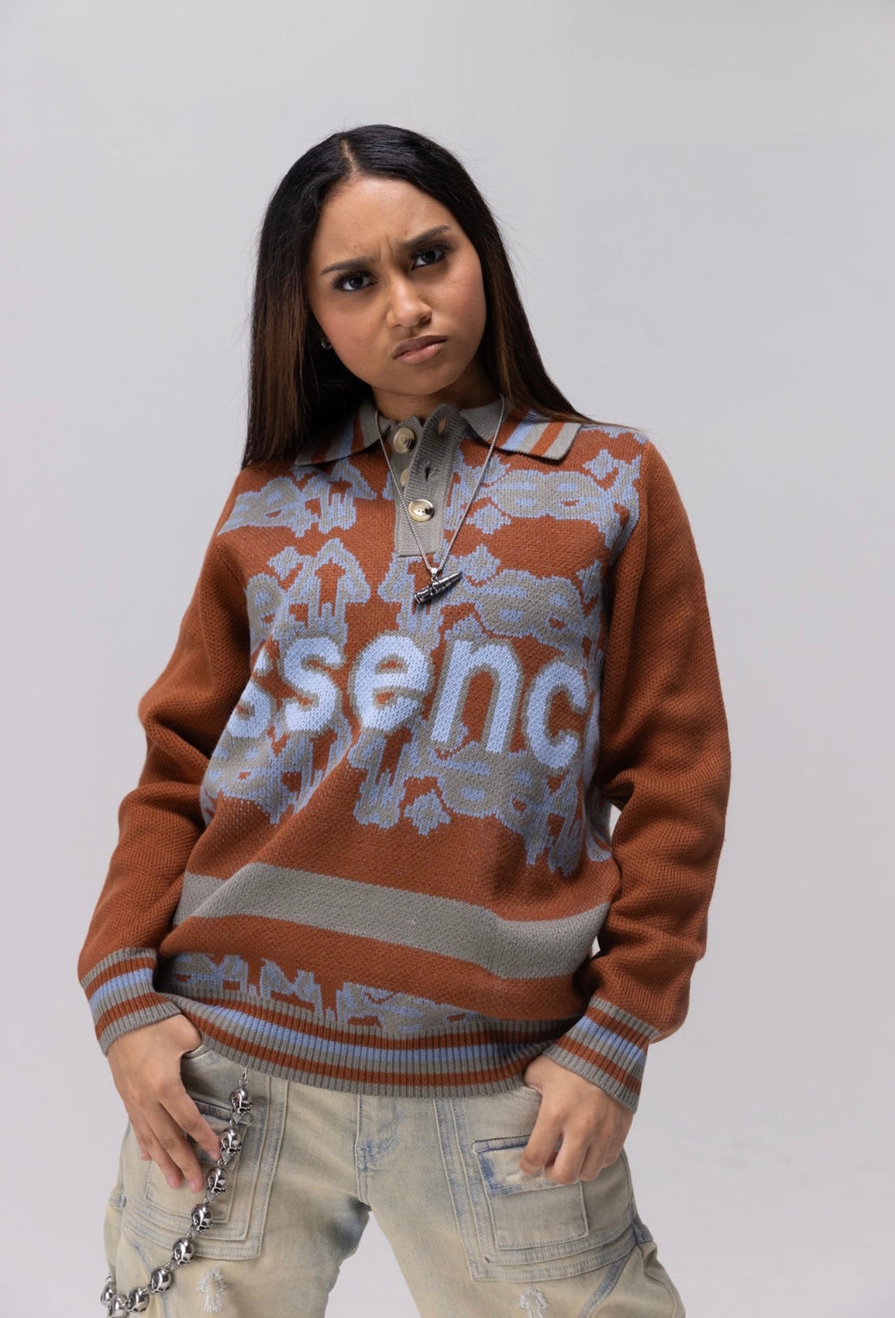 ESSENCE KNIT RUGBY [BROWN]